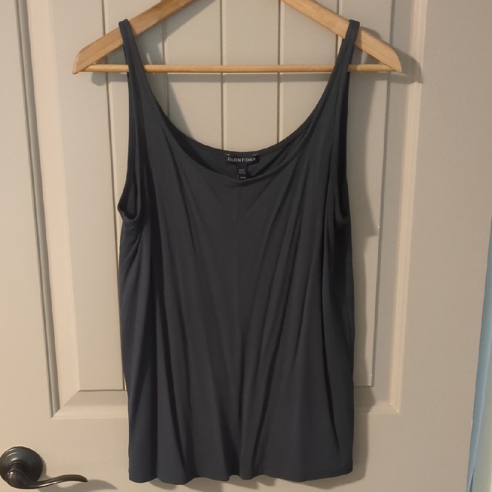 Eileen Fisher 100% SILK Dark Gray/ Black Camisole Top
